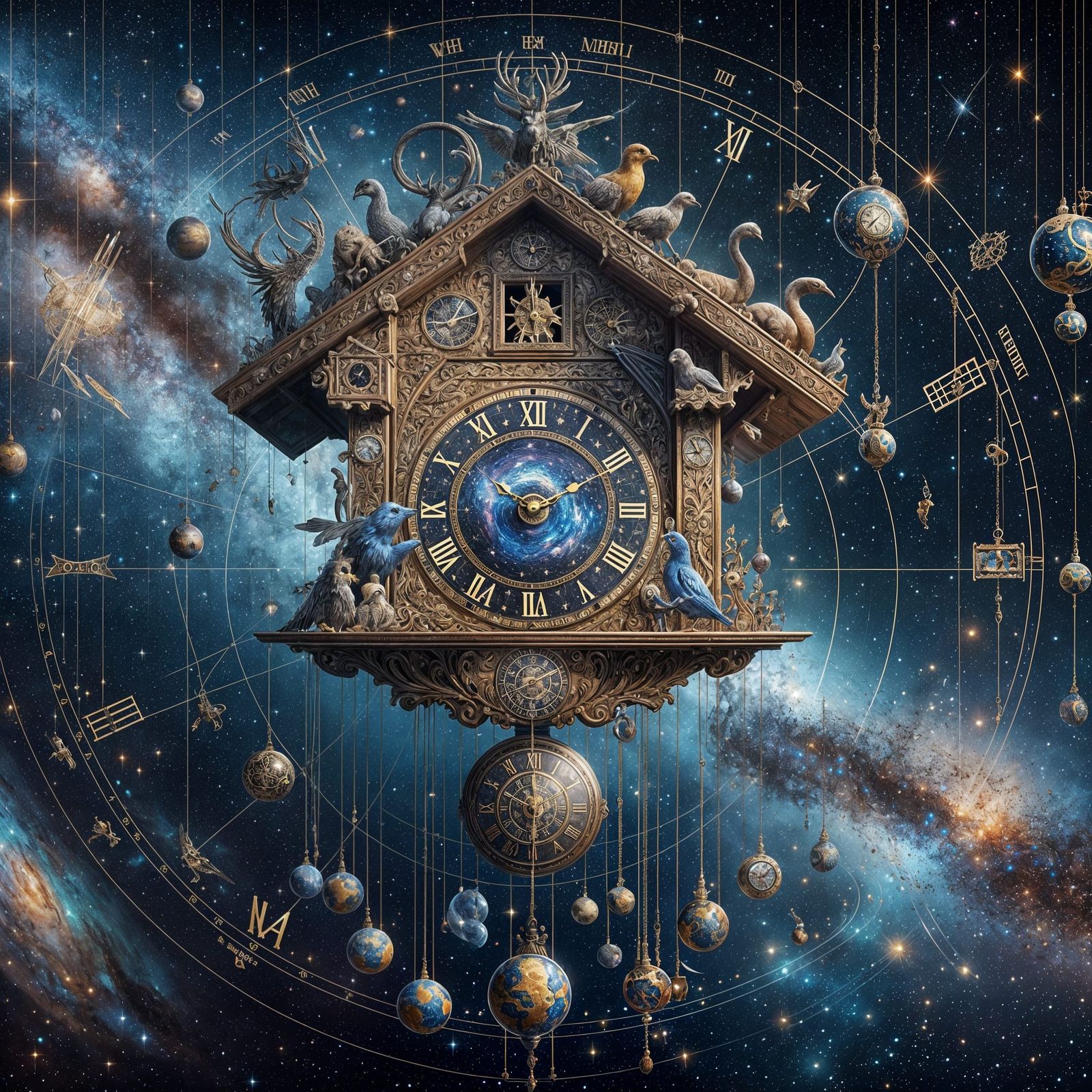 Grand Zodiac Cuckoo Clock in Celestial Splendor