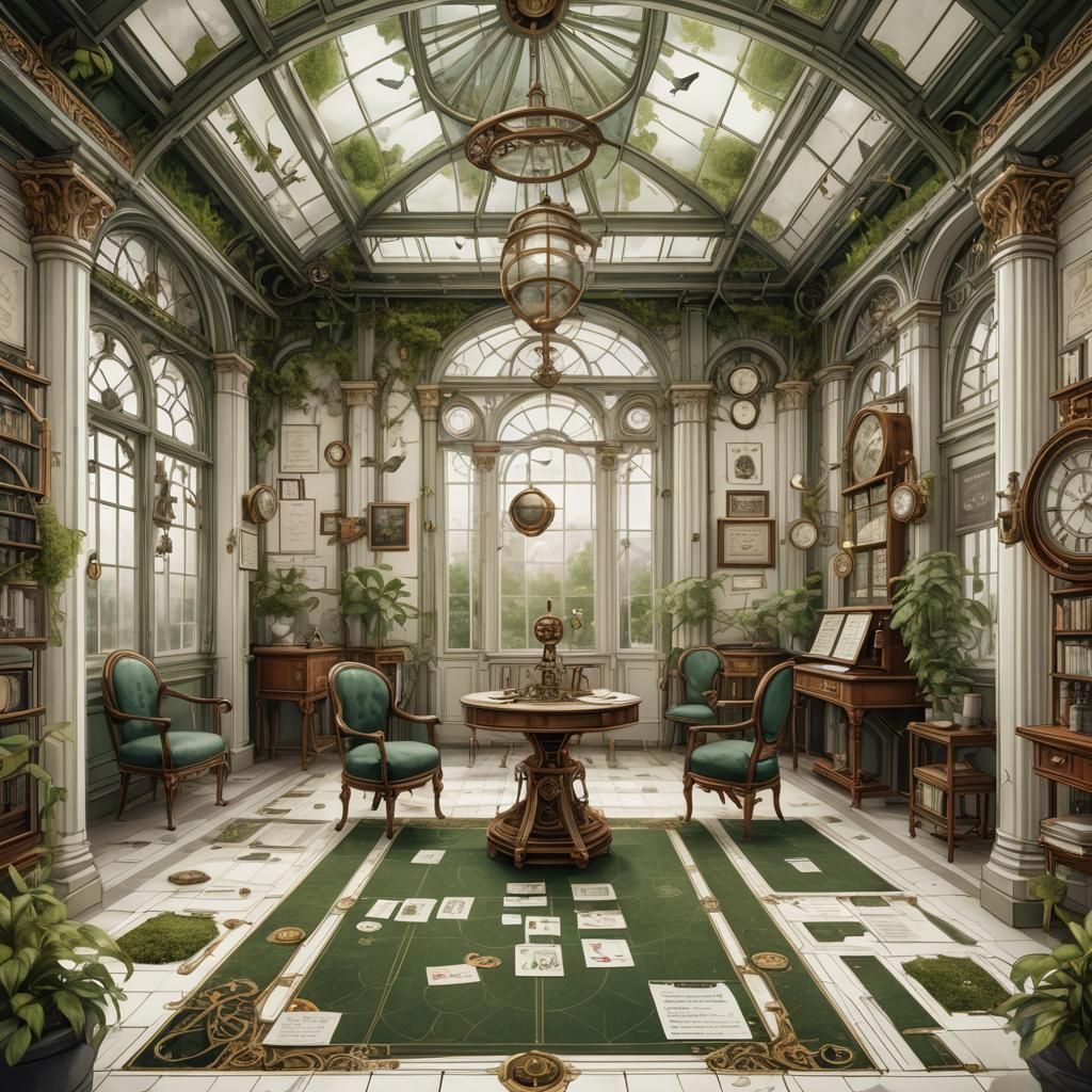 Steampunk Game Card in Gothic Jugendstil Mansion