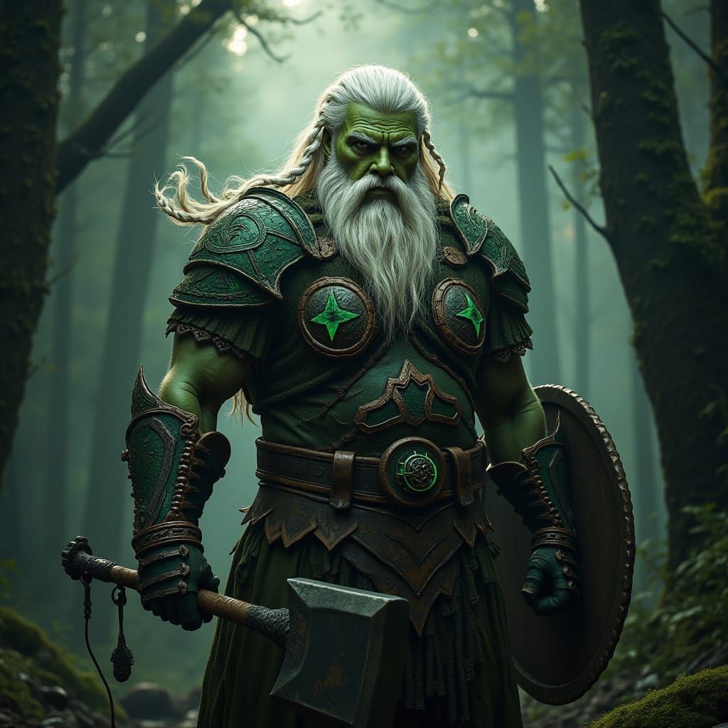 Duergar Warrior in Dark Forest with Cinematic Lighting