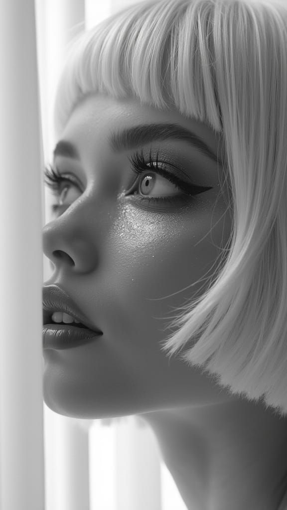 Surreal Black and White Portrait of a Woman