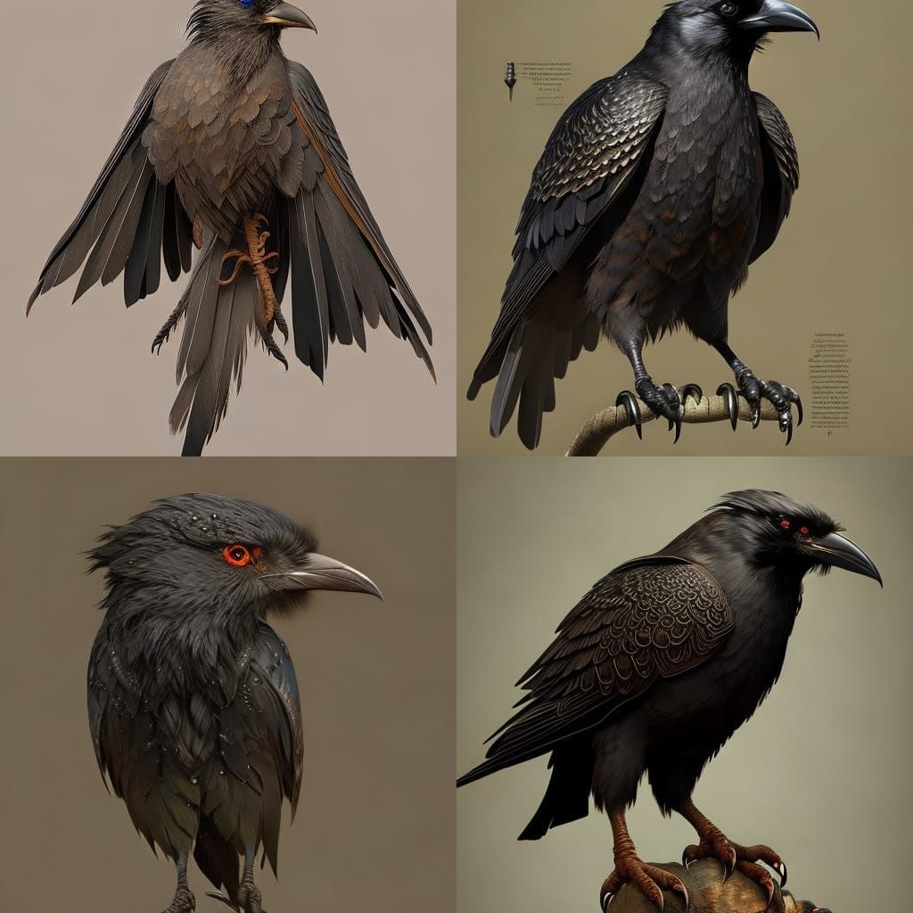 Falconer's Raven Character Sheet in Painterly Style