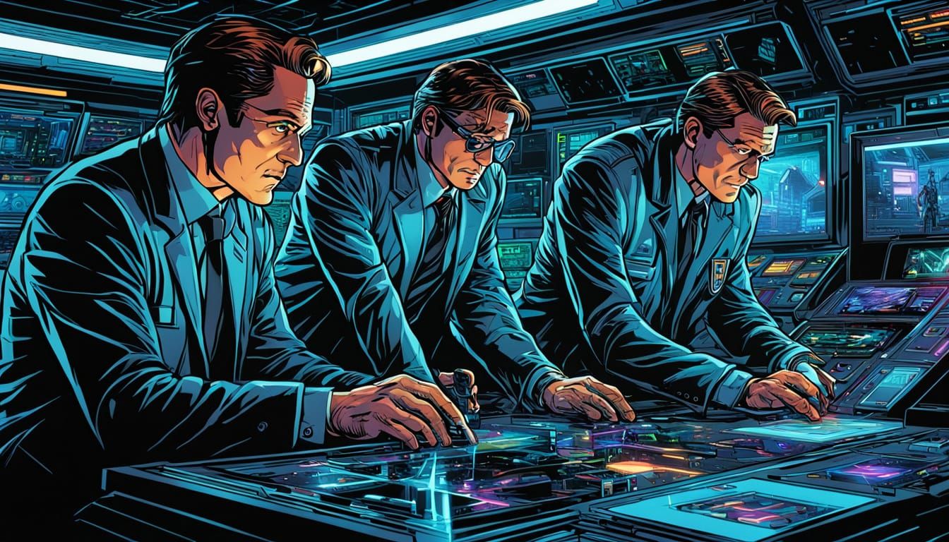 Detectives Analyze Holographic Clues in High-Tech Command Ce...