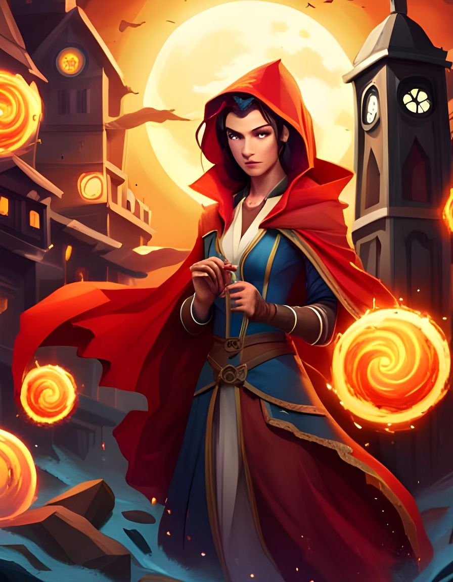 Mage Casting Fireball Spell in Crimson Fantasy