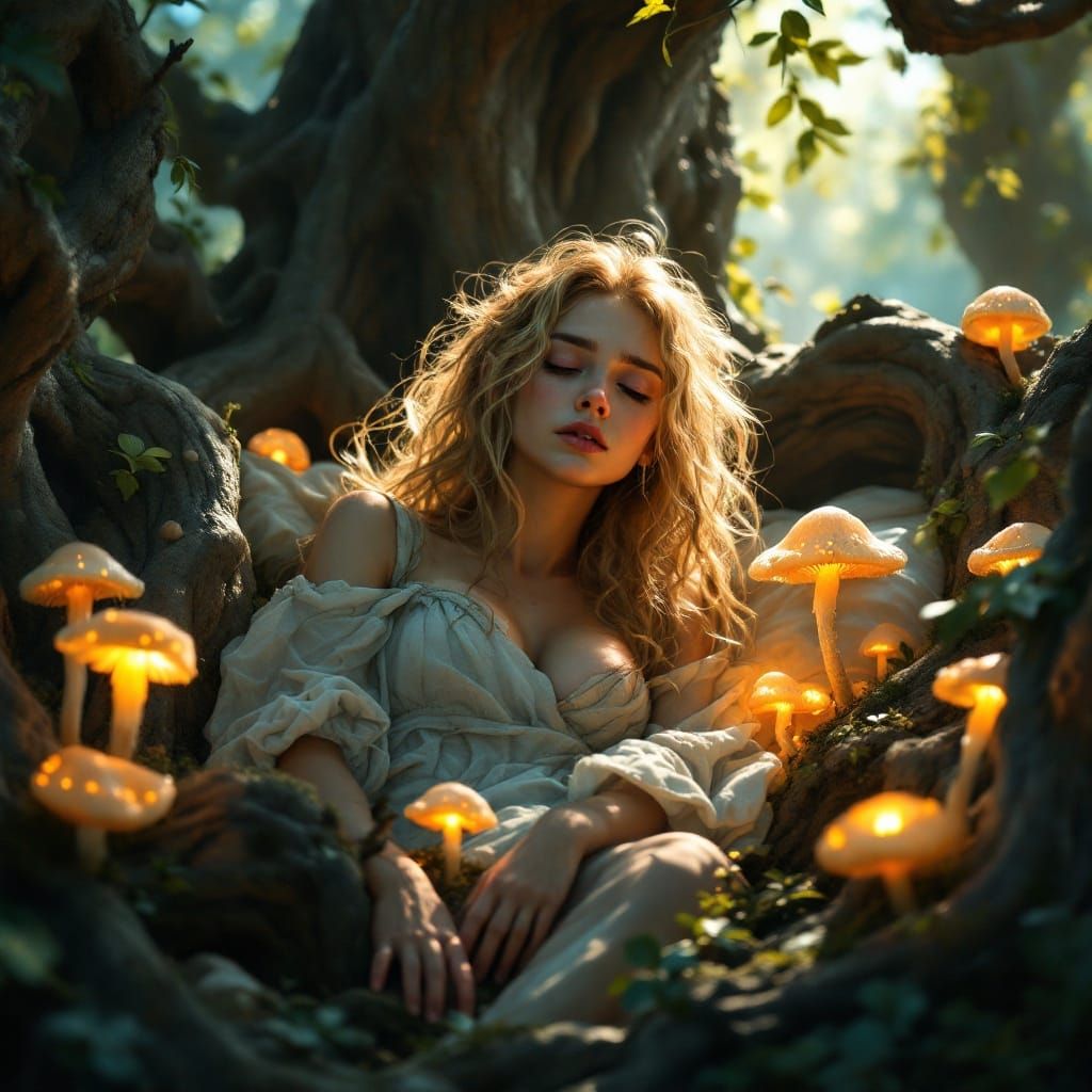 Whispering Elf Maiden Amidst Enchanted Fantasy