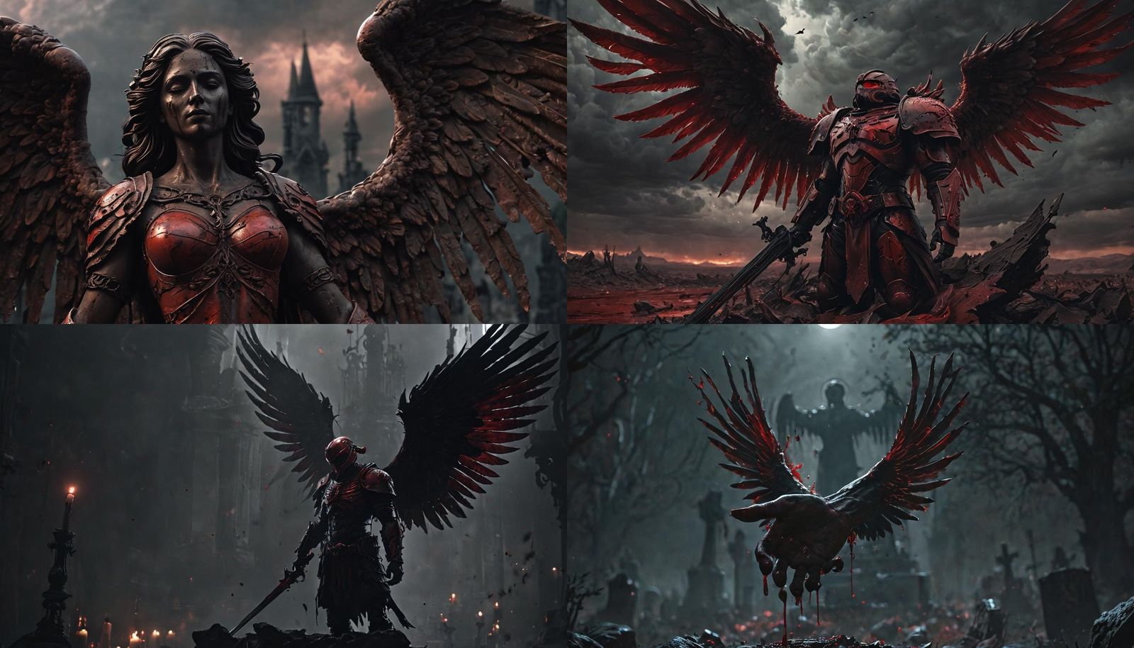 Dark Fantasy Blood Angel with Wings of Blood