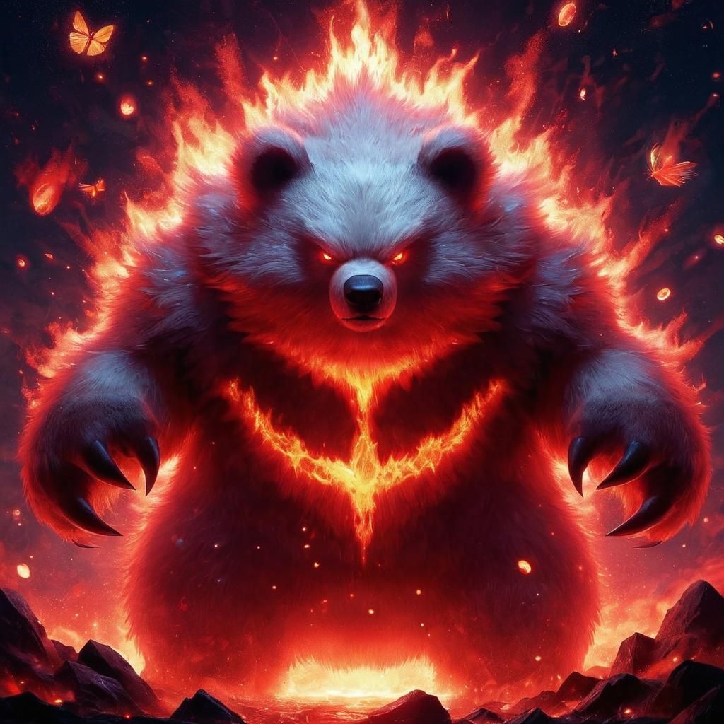 Bloodmoon Ursaluna: Obese Grizzly in Fiery Darkness