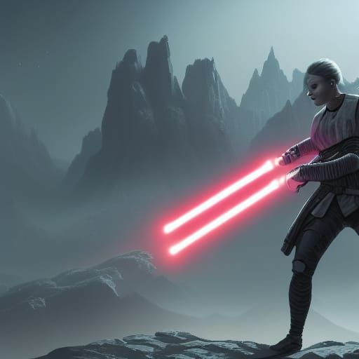 Lightsaber in Detailed Matte Painting Style