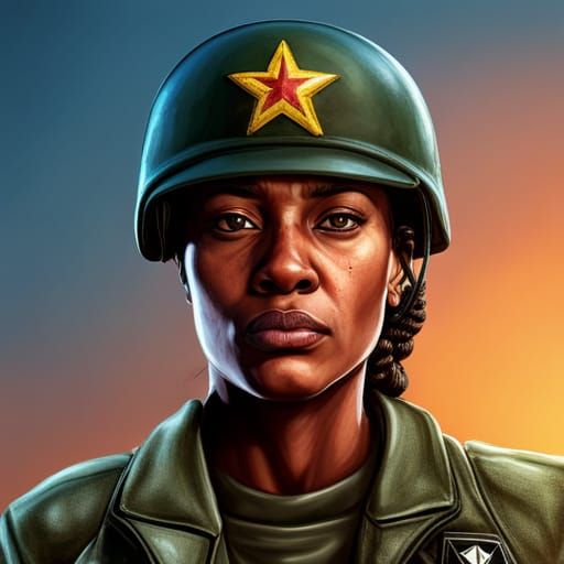 Grenadian Army Soldier in Hyperrealistic Splash Art