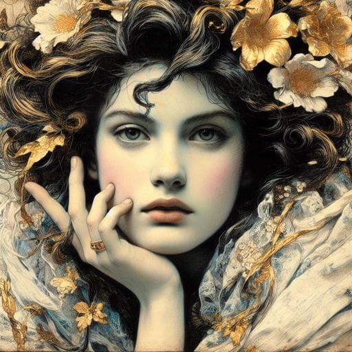 Beautiful Italian Woman in Splash Art Style