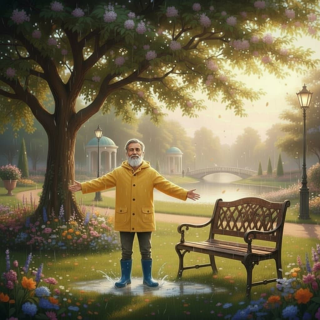 Handsome Boy Throws Money to Eager Crowd