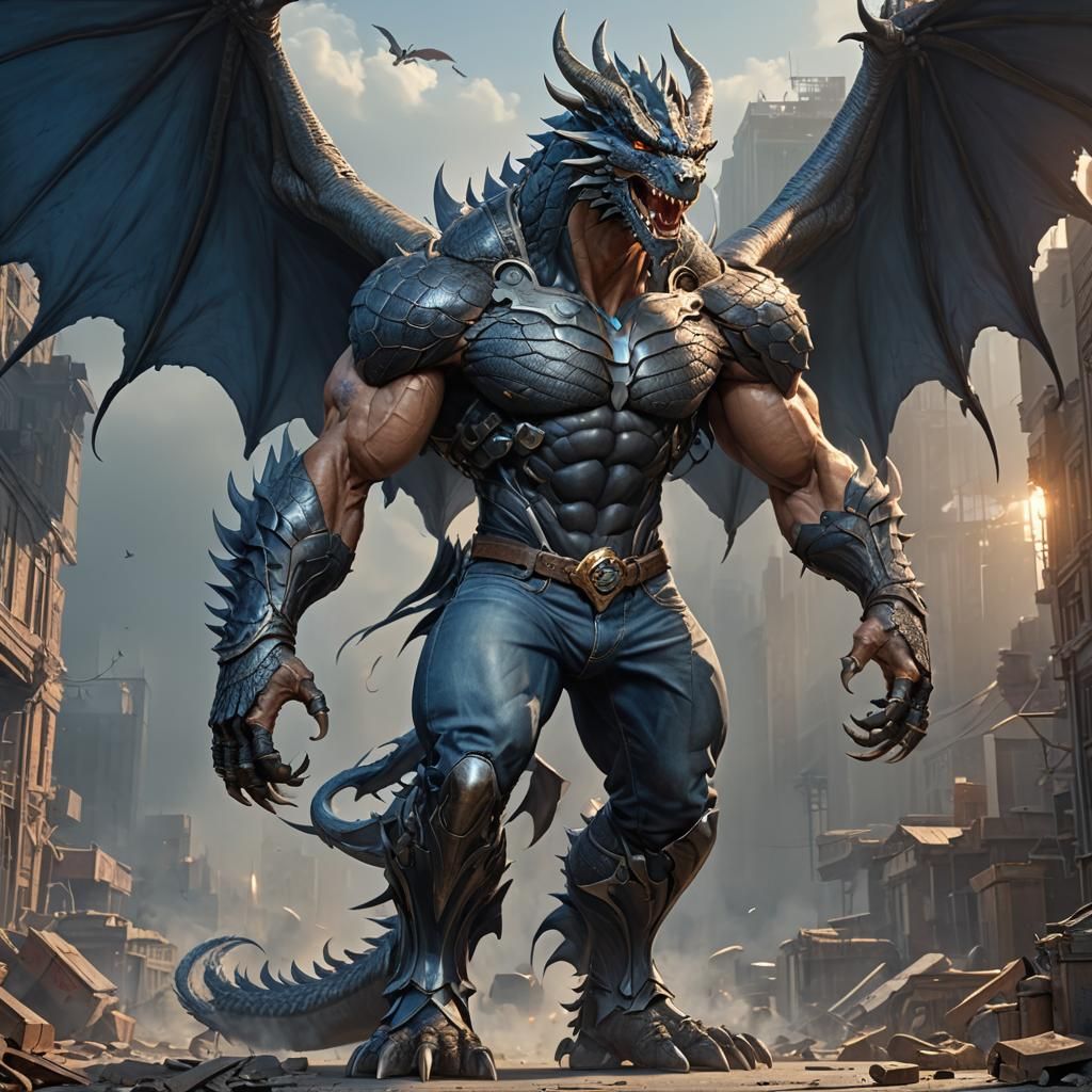 Prince and Dragon in Dark Fantasy Style