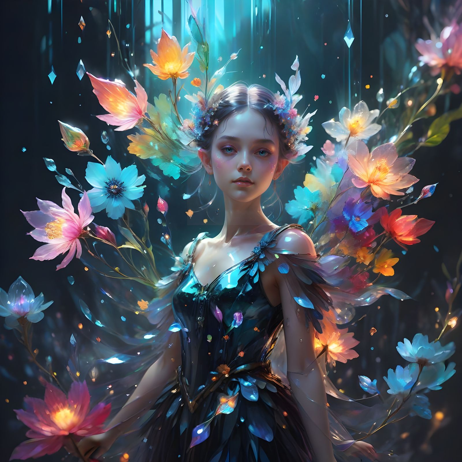 Ethereal Faerie in Vibrant, Triadic Colors