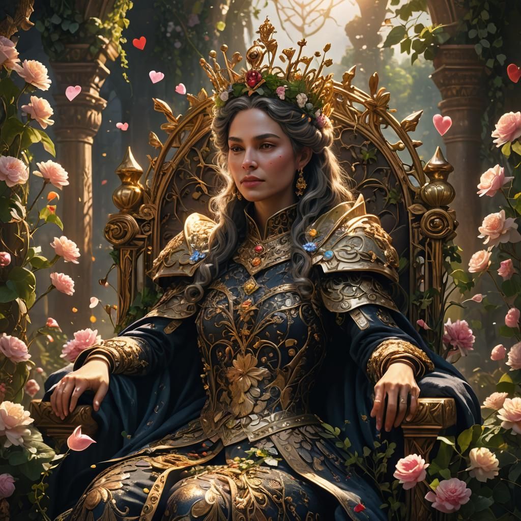 Fantasy Queen Surrounded by Flowers and Vines