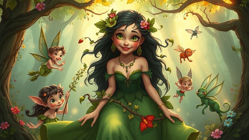 Mother Earth Enchants with Whimsical Nature Spirits in a Dre...