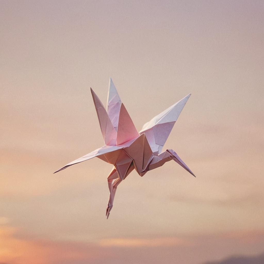 Glowing Origami Crane in Sunset, Soft Focus Cinematograph