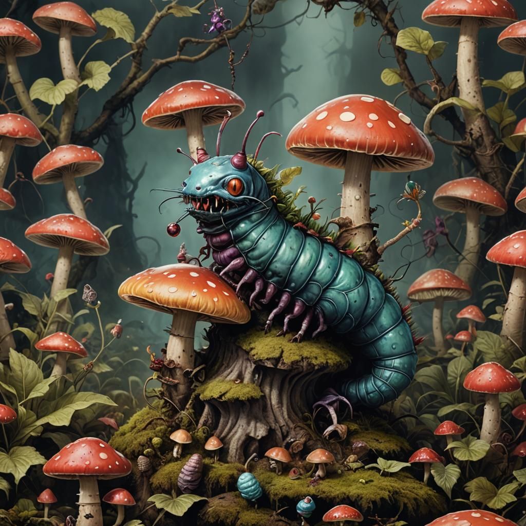 Grimdark caterpillar in Wonderland