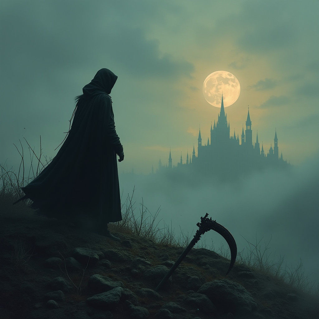 Twilight Figure with Pale Horse, in Gothic Style