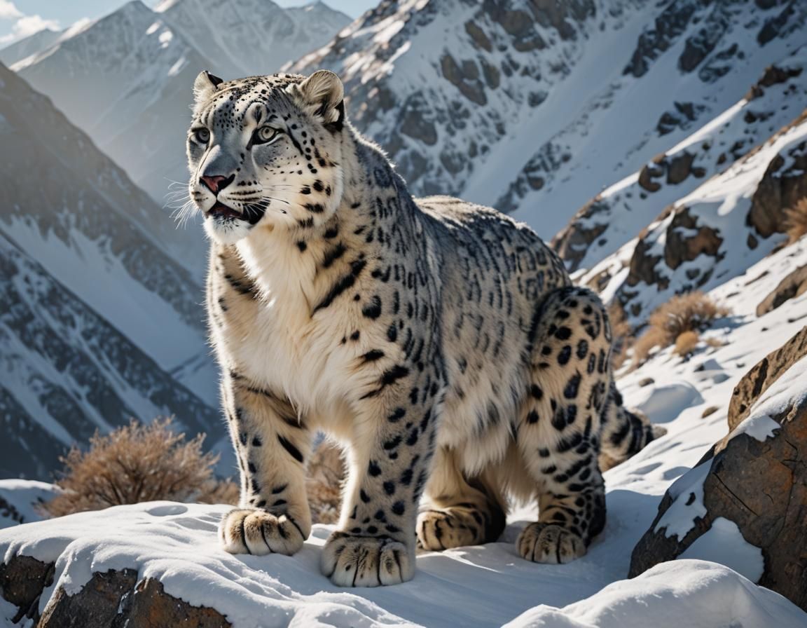 Snow Leopard About to Leap, Wildlife Photography