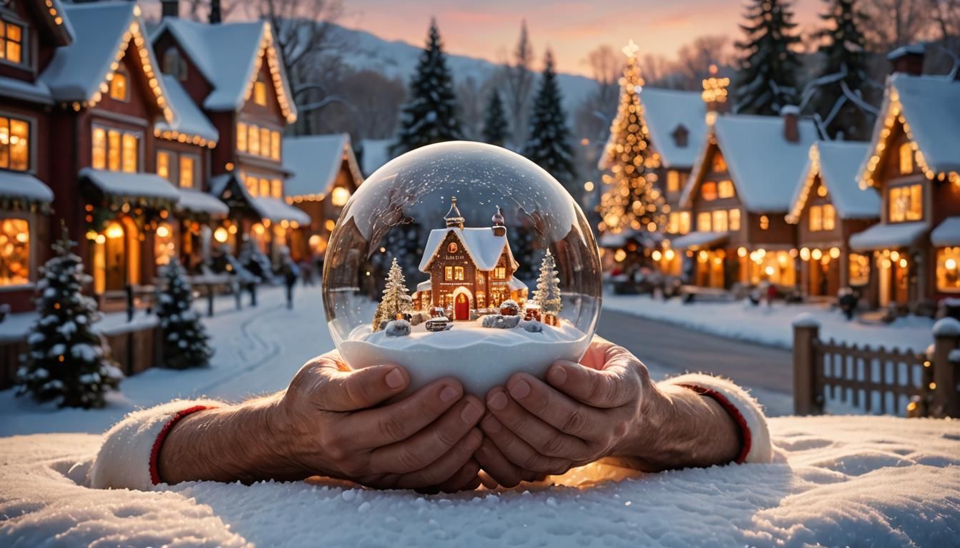 Santa Claus Globe in Golden Hour Lighting