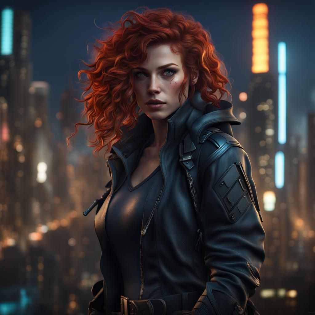 Assassin in Futuristic City at Night