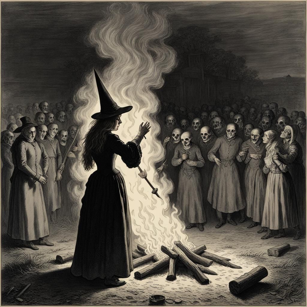 Salem Witch Burning in 18th Century Style