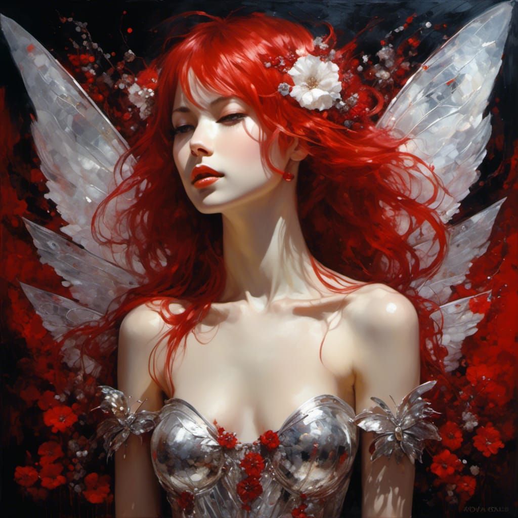 Gothic French Pixie Female Portrait in Oil Painting Style