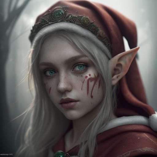 Hyperrealistic Elf Portrait in Watercolour Graffiti Style