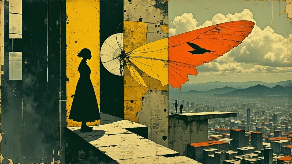 Steampunk Butterfly Over Clockwork City, Hyperrealistic Digi...