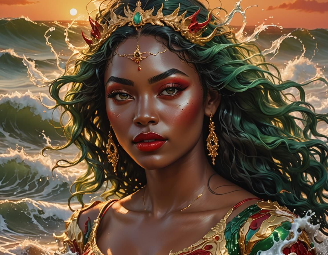 Iemanja Emerges from the Sea in Golden Hour