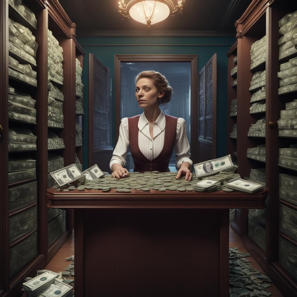 Cashier Counts Billion Dollars, Fantasy Concept Art