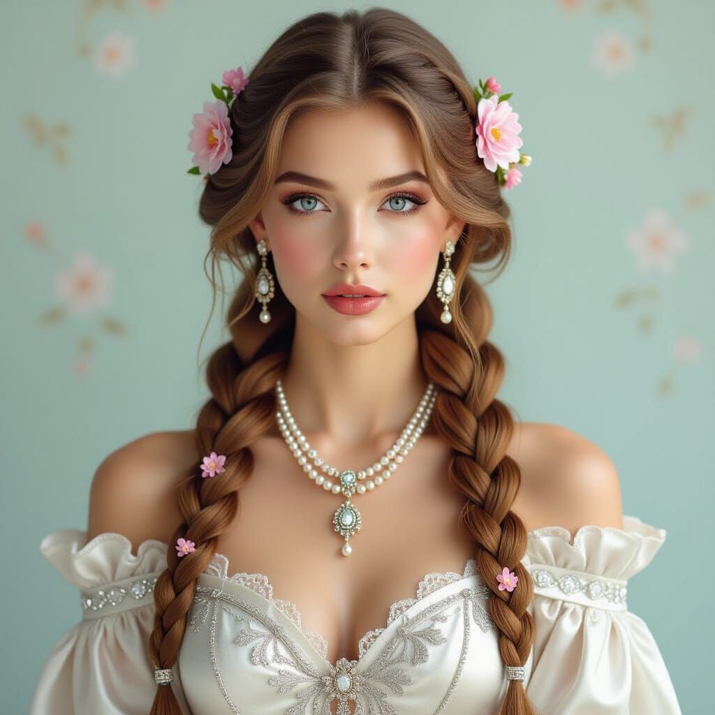 Braided Woman in Art Nouveau Fantasy Style