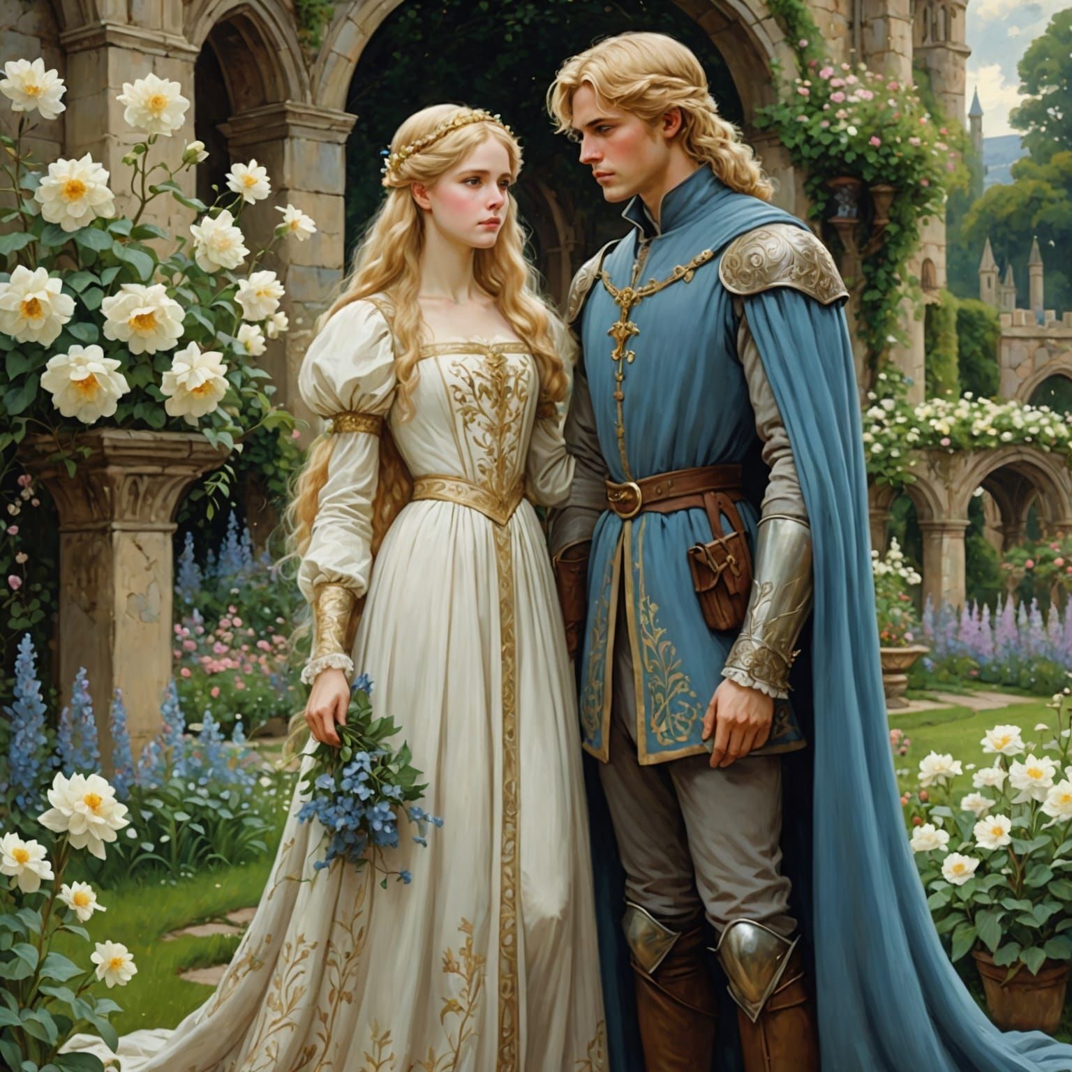 Medieval Prince and Princess in Anime Style