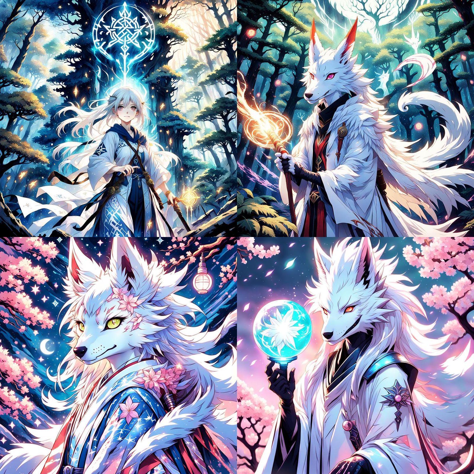 Sergal Furry White Mage in Anime Style