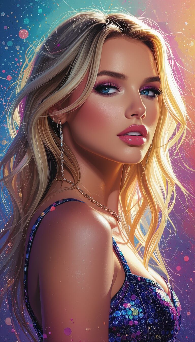 Britney Spears Hyperrealistic Splash Art Concept