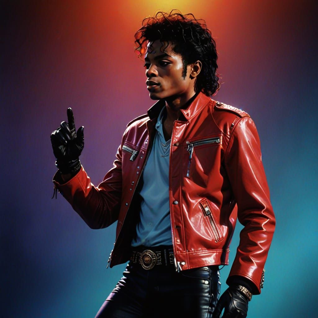 Michael Jackson in Iconic Red Leather Jacket and Glove