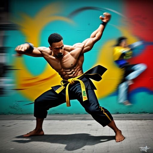 Vibrant Capoeira Artist in Motion