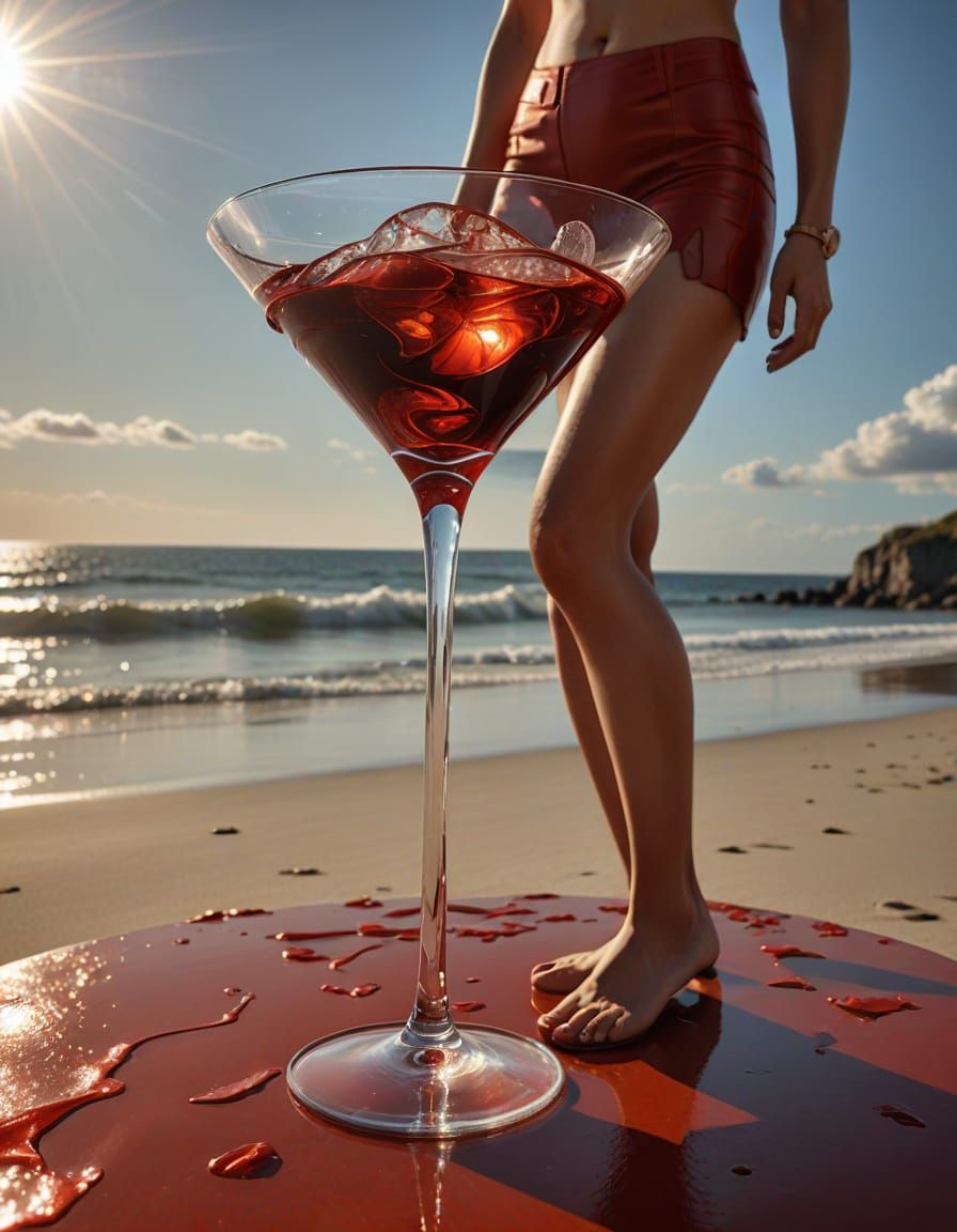 Surreal Beach Nude in Vibrant Red Tones with Photorealistic ...