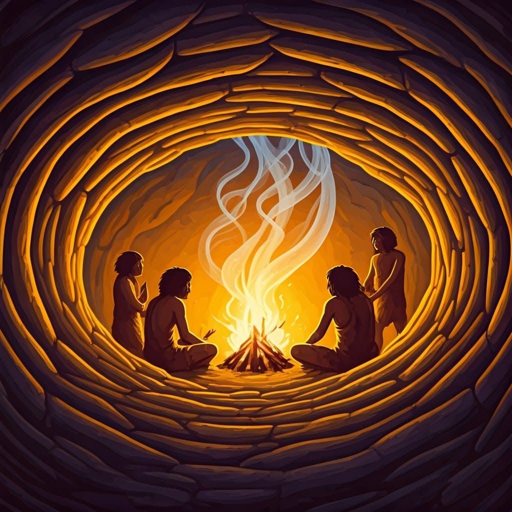 Golden Age Timeless Moment in a Prehistoric Cave