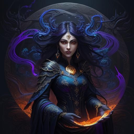 Fractal Woman: Digital Art in Dark Fantasy Style