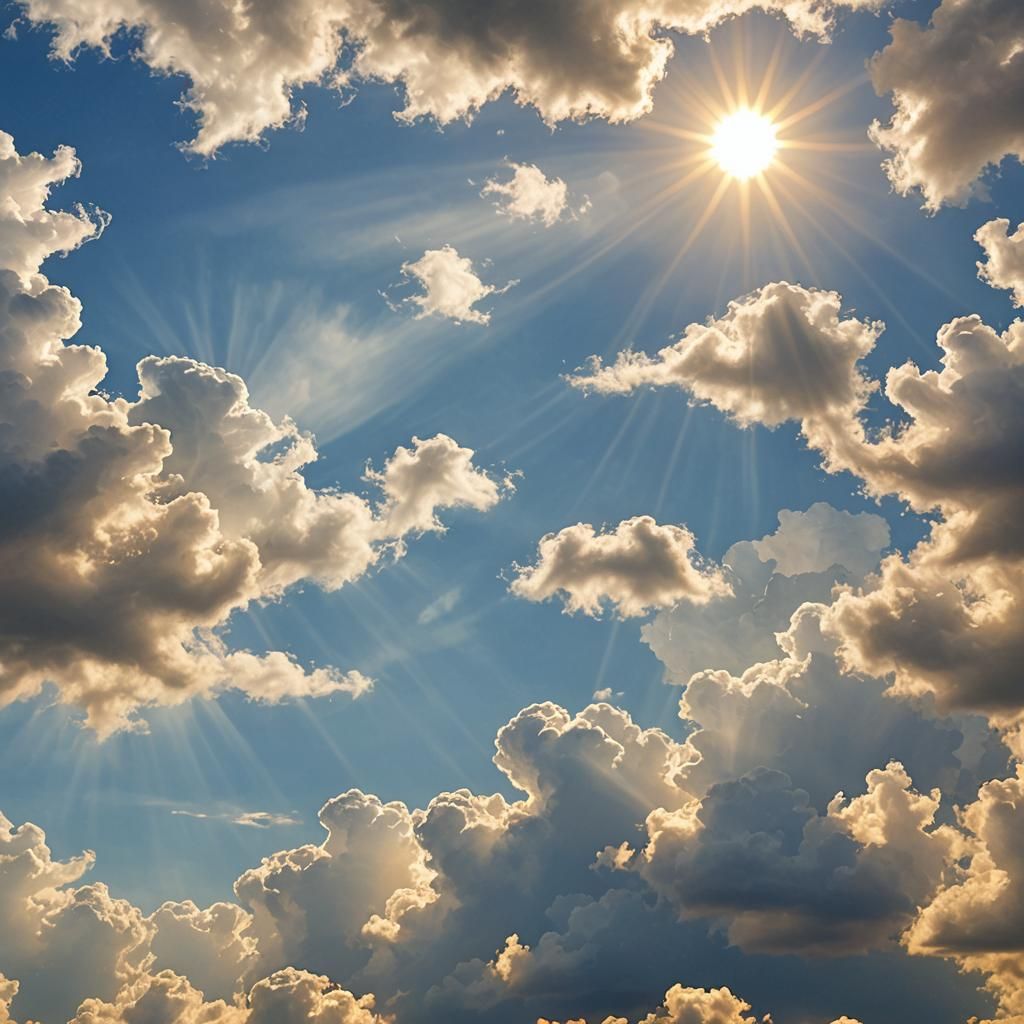 Divine Sunshine Beams Through Soft Clouds