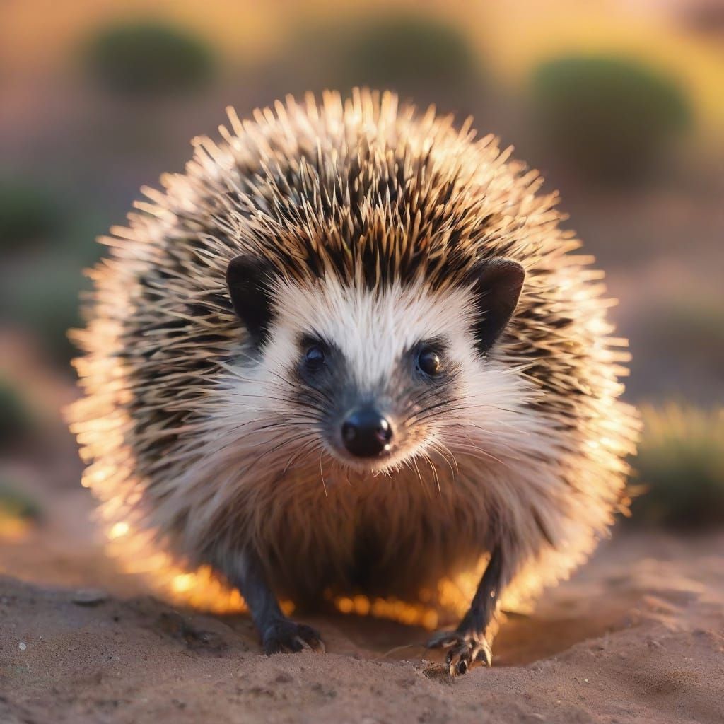 Hedgehog Photographer on Earth in Surrealist Style