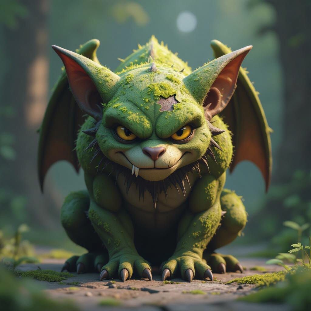 Mossy Gargoyle in 1990s Anime Style