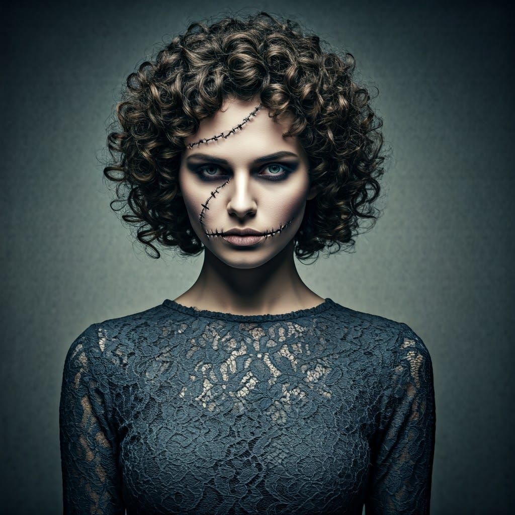 Eerie Zombie Woman in Dark Gothic Horror Style