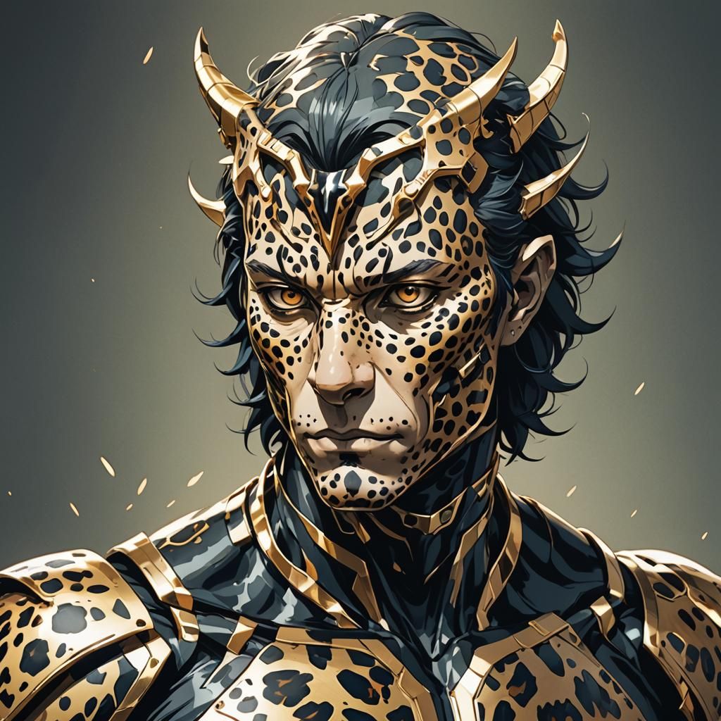 Leopard Moth Man Hybrid in Anime Style