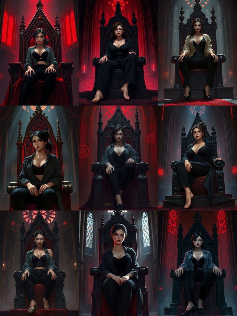Gothic Queen on Throne in Digital Painting