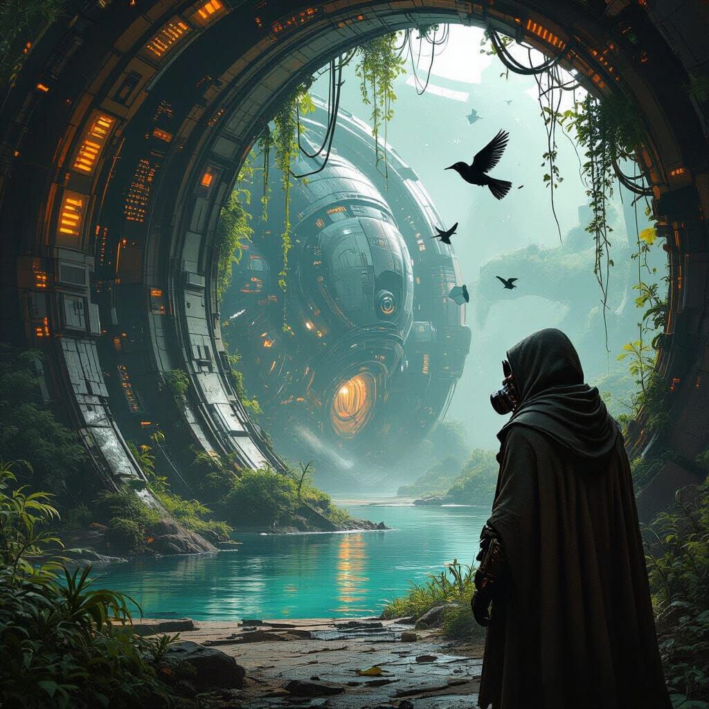 Explorer in Biomechanical Oasis, Dark Futurism