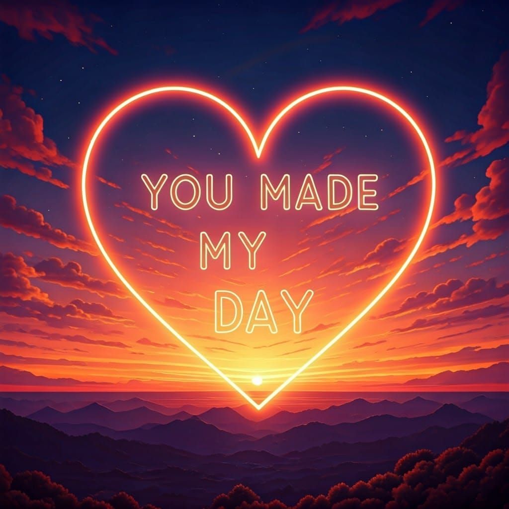 Luminescent Text Art: "You Made My Day" in Heart