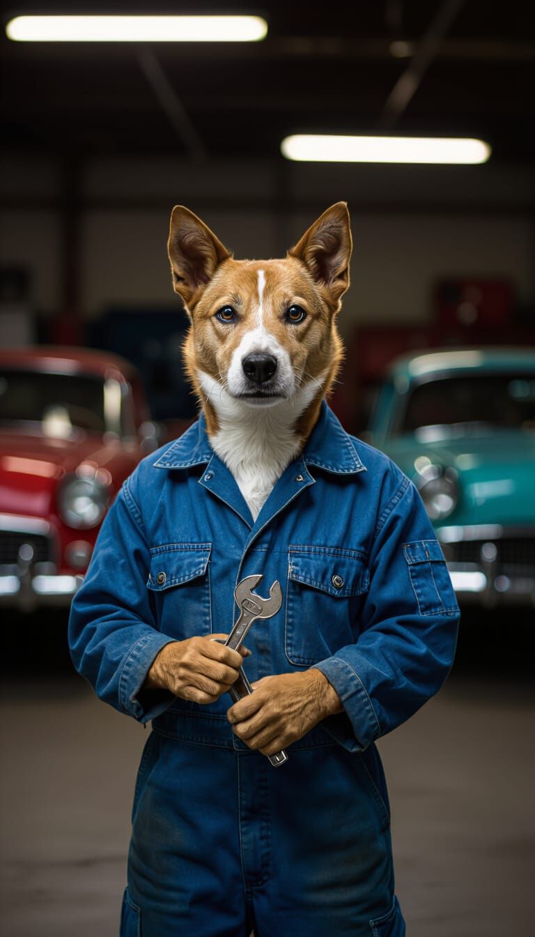 Un Chien  garagiste