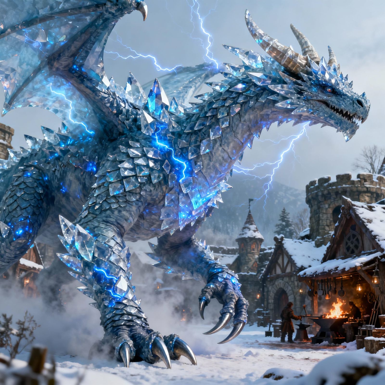 Majestic Ice Wyvern in Winter Village