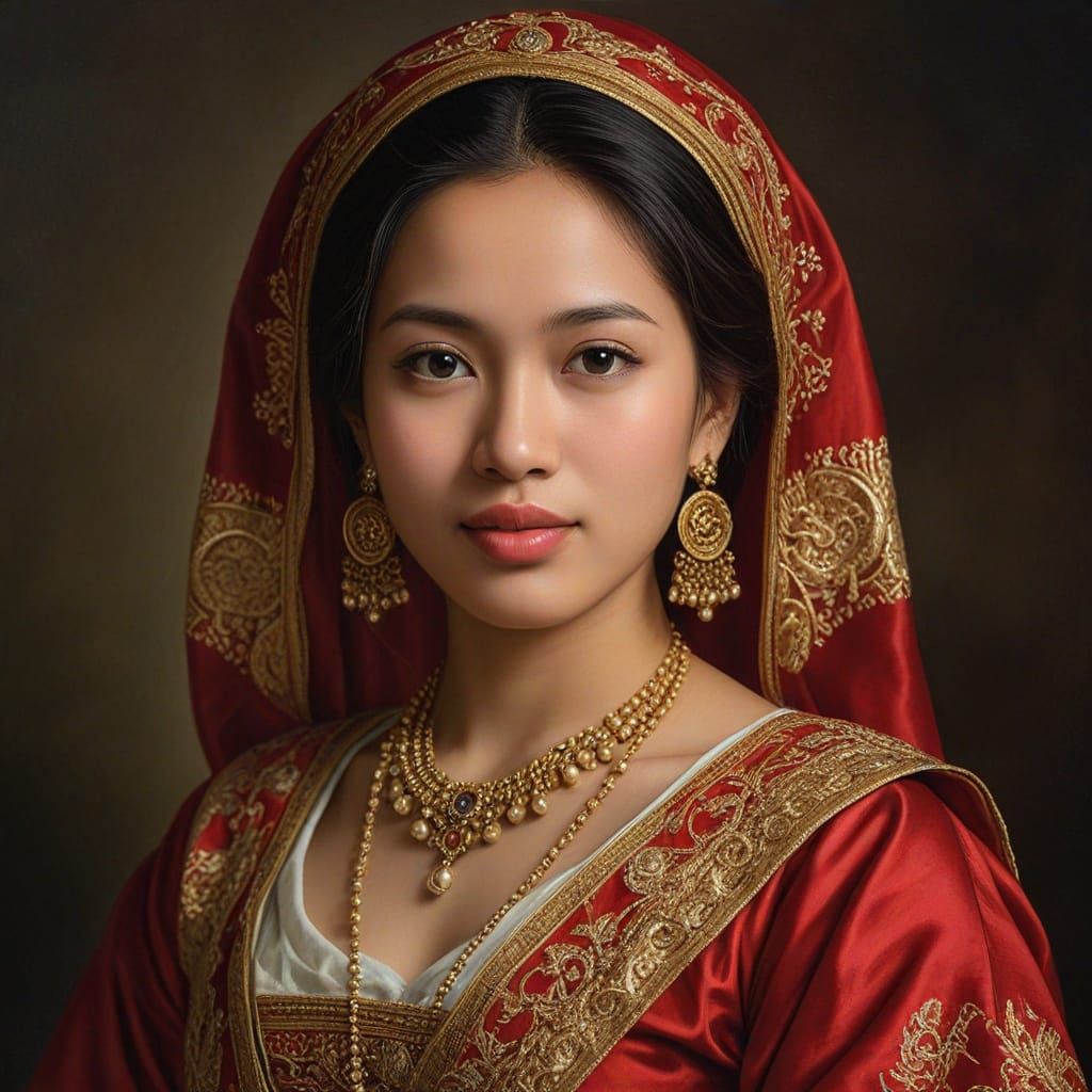 Malaysian Woman Portrait in Raphael Oil Painting Style
